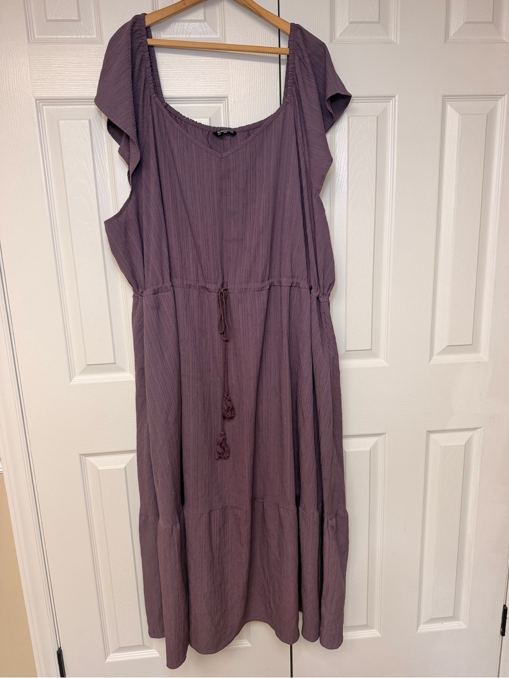 BloomChic‎ Dusty Purple Textured Midi Dress 30 Flutter Sleeve Boho Plus Size